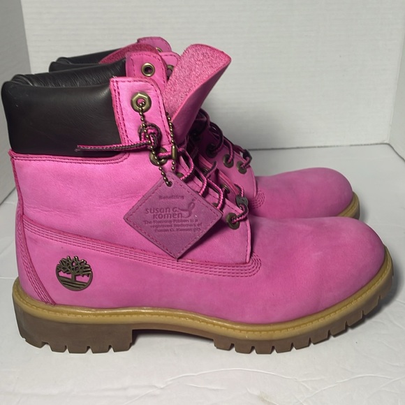 MEN’s 7.5 Pink Timberlands Susan G Komen edition Breast Cancer Awareness - Picture 11 of 13